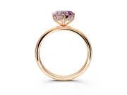 Hidden Halo Engagement Ring Setting for Fancy Pink Heart-Shaped Center with Thin Round-Wire Band and Prong Head in Rose Gold