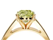Solitaire Engagement Ring Setting for Fancy Yellow Cushion Cut Center with Tapered Split Shoulders and Prong Head in Yellow Gold