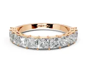Princess Cut Lab-Grown Diamond Half Eternity Wedding Band with Shared-Prong Setting in Rose Gold