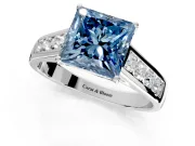 Solitaire Engagement Ring Setting for Fancy Blue Princess Cut Center with Cathedral Channel Band and Prong Head in Sterling Silver