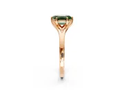 Solitaire Engagement Ring Setting for Fancy Green Emerald Cut Center with Plain Split Shank and Prong Head in Rose Gold