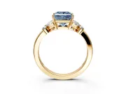 Solitaire Engagement Ring Setting for Fancy Blue Princess Cut Center with Marquise Flower Shoulders and Prong Head in Yellow Gold