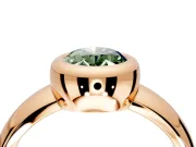 Solitaire Engagement Ring Setting for Fancy Green Oval Center with Wide Band and Bezel Head in Rose Gold