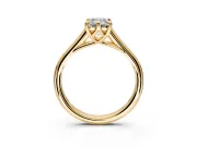 Solitaire Engagement Ring Setting for Emerald Cut Center with Cathedral Band and Prong Head in Yellow Gold