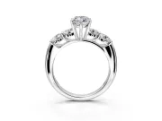5 Stone Engagement Ring Setting for Marquise Center with Graduated Accents and Prong Head in Sterling Silver