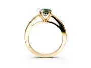 Solitaire Engagement Ring Setting for Fancy Green Oval Center with Flat-Sided Plain Band and Prong Head in Yellow Gold
