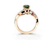 Halo Engagement Ring Setting for Fancy Green Radiant Cut Center with Marquise and Pave Bypass Band and Prong Head in Rose Gold
