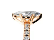 Solitaire Engagement Ring Setting for Marquise Center with Large Accents and Prong Head in Rose Gold