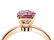 Solitaire Engagement Ring Setting for Fancy Pink Radiant Cut Center with Plain Band and Tulip Prong Head in Rose Gold