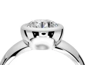 Solitaire Engagement Ring Setting for Round Cut Center with Wide Band and Bezel Head in Sterling Silver