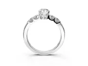 5 Stone Engagement Ring Setting for Pear-Shaped Center with Plain Band and Prong Head in Platinum
