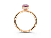 Low-Set Solitaire Engagement Ring Setting for Fancy Pink Radiant Cut Center with Thin Plain Band and Prong Head in Rose Gold
