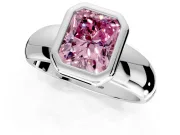 Solitaire Engagement Ring Setting for Fancy Pink Radiant Cut Center with Wide Band and Bezel Head in Sterling Silver