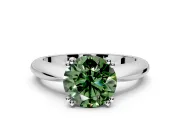 Solitaire Engagement Ring Setting for Fancy Green Round Cut Center with Reverse Tapered Band and Prong Head in Platinum