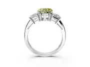 3 Stone Engagement Ring Setting for Fancy Yellow Heart-Shaped Center with Matching Side Accents and Prong Head in Platinum