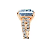 Solitaire Engagement Ring Setting for Fancy Blue Princess Cut Center with Twisted Pave Split Shank and Prong Head in Rose Gold