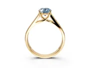 Solitaire Engagement Ring Setting for Fancy Blue Oval Center with Cathedral Channel Band and Prong Head in Yellow Gold