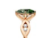 Solitaire Engagement Ring Setting for Fancy Green Oval Center with Accented Twist Band and Leaf Prong Head in Rose Gold
