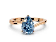 Solitaire Engagement Ring Setting for Fancy Blue Pear-Shaped Center with Plain Bypass Twist Band and Prong Head in Rose Gold