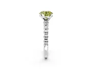 Solitaire Engagement Ring Setting for Fancy Yellow Round Cut Center with Bezel-Dot Beaded Band and Prong Head in Platinum