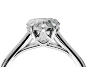 Solitaire Engagement Ring Setting for Heart-Shaped Center with Cathedral Band and Prong Head in Platinum