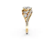 Halo Engagement Ring Setting for Pear-Shaped Center with Marquise and Pave Bypass Band and Prong Head in Yellow Gold