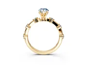 Solitaire Engagement Ring Setting for Fancy Blue Pear-Shaped Center with Bezel Station Band and Prong Head in Yellow Gold