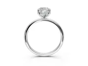 Hidden Halo Engagement Ring Setting for Cushion Cut Center with Thin Round-Wire Band and Prong Head in White Gold