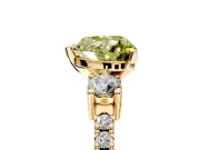 3 Stone Engagement Ring Setting for Fancy Yellow Heart-Shaped Center with Round Cut Side Accents and Prong Head in Yellow Gold