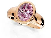 Solitaire Engagement Ring Setting for Fancy Pink Oval Center with Wide Band and Bezel Head in Rose Gold