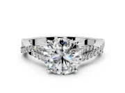 Solitaire Engagement Ring Setting for Round Cut Center with Twisted Pave Split Shank and Prong Head in Platinum