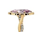 Halo Engagement Ring Setting for Fancy Pink Marquise Center with Twist Band and Prong Head in Yellow Gold