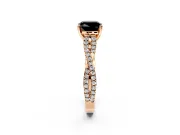 Solitaire Engagement Ring Setting for Fancy Black Cushion Cut Center with Twisted Pave Split Shank and Prong Head in Rose Gold