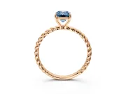 Solitaire Engagement Ring Setting for Fancy Blue Emerald Cut Center with Plain Twisted Rope Band and Prong Head in Rose Gold