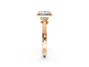 Cluster Engagement Ring Setting for Princess Cut Center with Milgrain Shoulder Clusters and Prong Head in Rose Gold
