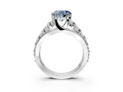 Solitaire Engagement Ring Setting for Fancy Blue Heart-Shaped Center with Graduated Shared Prongs and Prong Head in Platinum