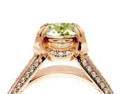 Solitaire Engagement Ring Setting for Fancy Yellow Oval Center with Accented Split Shank and Prong Head in Rose Gold