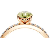 Solitaire Engagement Ring Setting for Fancy Yellow Pear-Shaped Center with Round Cut Pave Band and Prong Head in Rose Gold