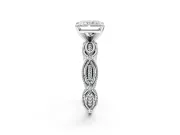 Solitaire Engagement Ring Setting for Radiant Cut Center with Marquise Panel Band and Prong Head in Platinum