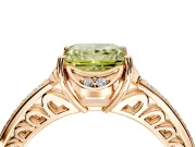 Floral Engagement Ring Setting for Fancy Yellow Princess Cut Center with Four Accent Clusters and Prong Head in Rose Gold