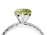 Solitaire Engagement Ring Setting for Fancy Yellow Heart-Shaped Center with Shared-Prong Accents and Prong Head in Platinum