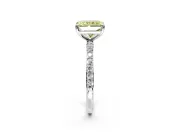 Solitaire Engagement Ring Setting for Fancy Yellow Radiant Cut Center with Pave Accents and Prong Head in White Gold