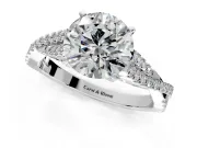 Solitaire Engagement Ring Setting for Round Cut Center with Twisted Pave Split Shank and Prong Head in Platinum