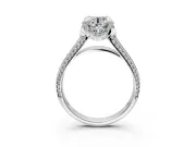 Solitaire Engagement Ring Setting for Round Cut Center with Accented Split Shank and Prong Head in Platinum