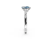 3 Stone Engagement Ring Setting for Fancy Blue Pear-Shaped Center with Tapered Baguettes, Plain Band and Prong Head in Platinum
