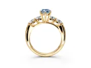 5 Stone Engagement Ring Setting for Fancy Blue Marquise Center with Graduated Accents and Prong Head in Yellow Gold