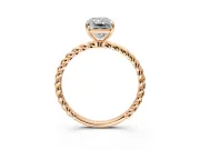 Solitaire Engagement Ring Setting for Radiant Cut Center with Plain Twisted Rope Band and Prong Head in Rose Gold