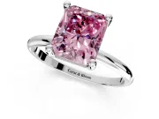 Minimalist Solitaire Engagement Ring Setting for Fancy Pink Radiant Cut Center with Thin Band and Prong Head in White Gold