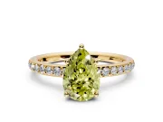 Solitaire Engagement Ring Setting for Fancy Yellow Pear-Shaped Center with Fine Pave Band and Prong Head in Yellow Gold