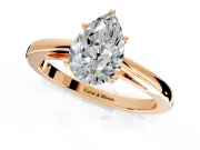 Solitaire Engagement Ring Setting for Pear-Shaped Center with Open Cathedral Shoulders and Prong Head in Rose Gold